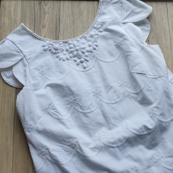 Lilly Pulitzer White Pearce Embellished Embroidered Shift Dress 12 - Picture 2 of 7